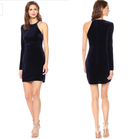 Astr Dresses & Skirts - NWT ASTR One Shoulder Velvet Blue Bodycon Dress